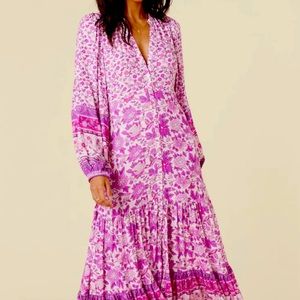 Spell & the Gypsy Mossy Button Through Gown Small Boho Adini Gauze Maxi Dress